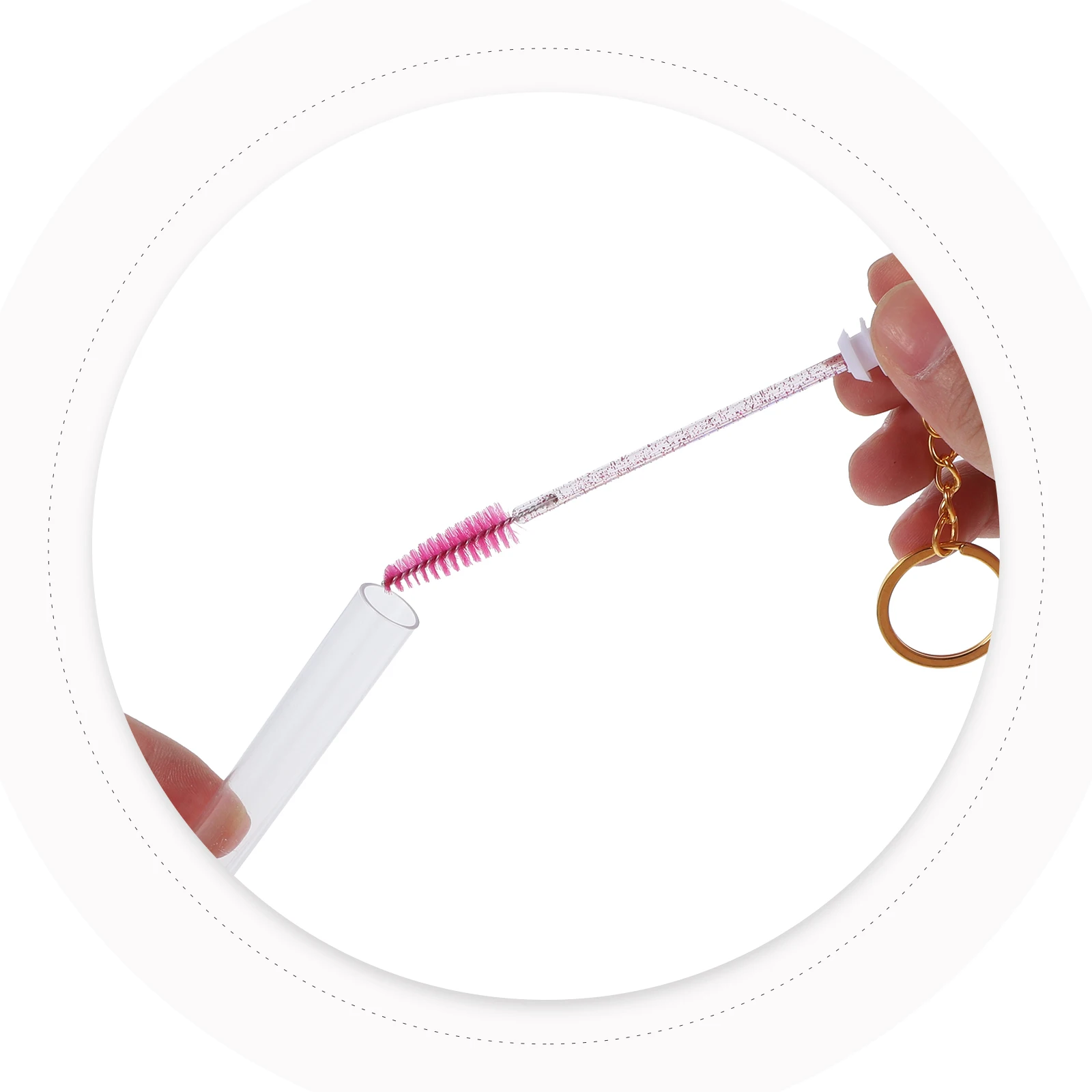 

10 pcs Eyelash Brushes Disposable Tube Keychain Mascara Test Makeup Keyring Women Fashion Stylish Gift Tool