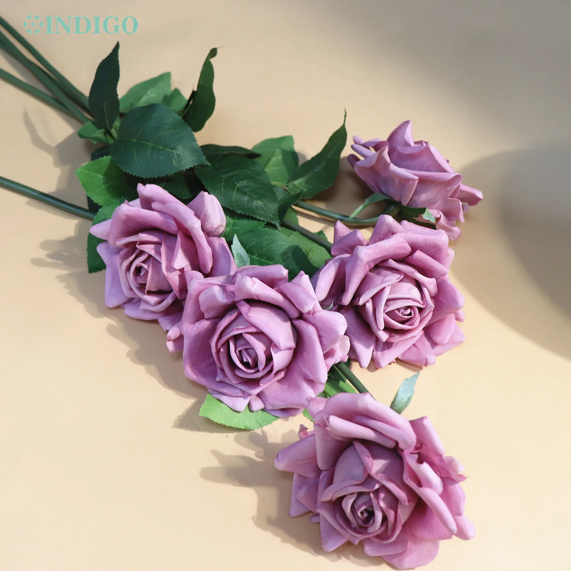 INDIGO-Artificial Flower Decoration, Purple Diamond Rose, Latex Coating Petal, Real Touch, Wedding, Floral Event, Party Display