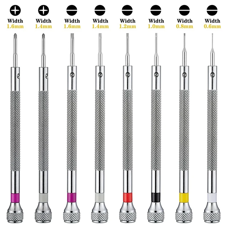 8PCS Watch Screwdriver Set,Micro-Precision Jewelry Screwdriver 0.6-1.6Mm,With 8 Extra Replacement Blade For Watch Repair