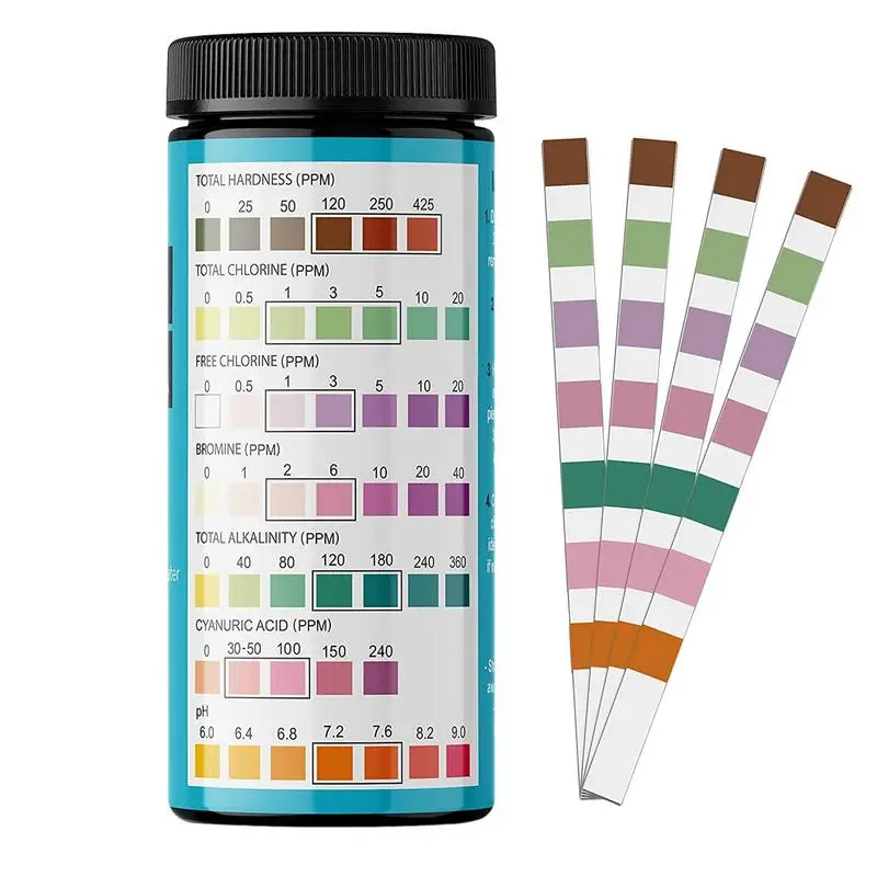 Strisce reattive Spa strisce Spa e piscina per acqua salata 100 strisce Kit per Test di durezza dell'acqua Tester di PH ad alta precisione per sale di cloro