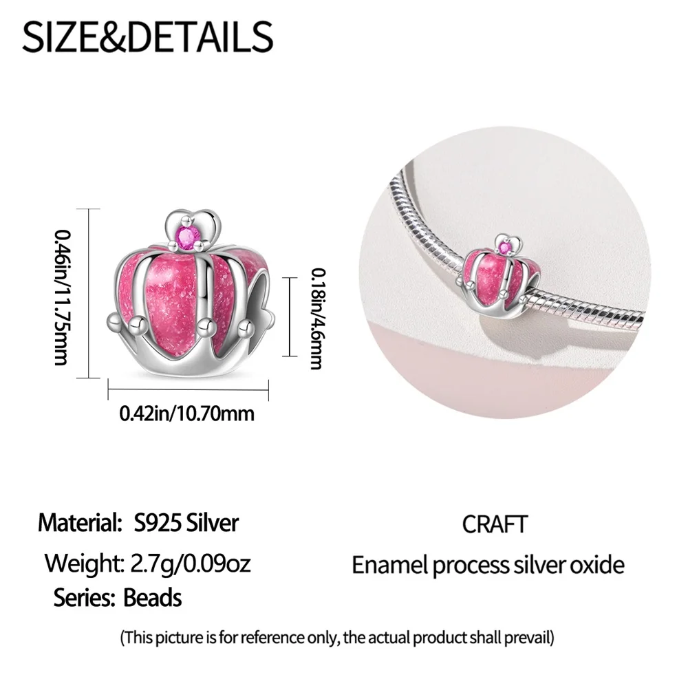 Charms Beads Pink Princess Crown Plata Fit Original 925 Charms Bracelet Beads Royal Elegance Jewelry Gifts for Women