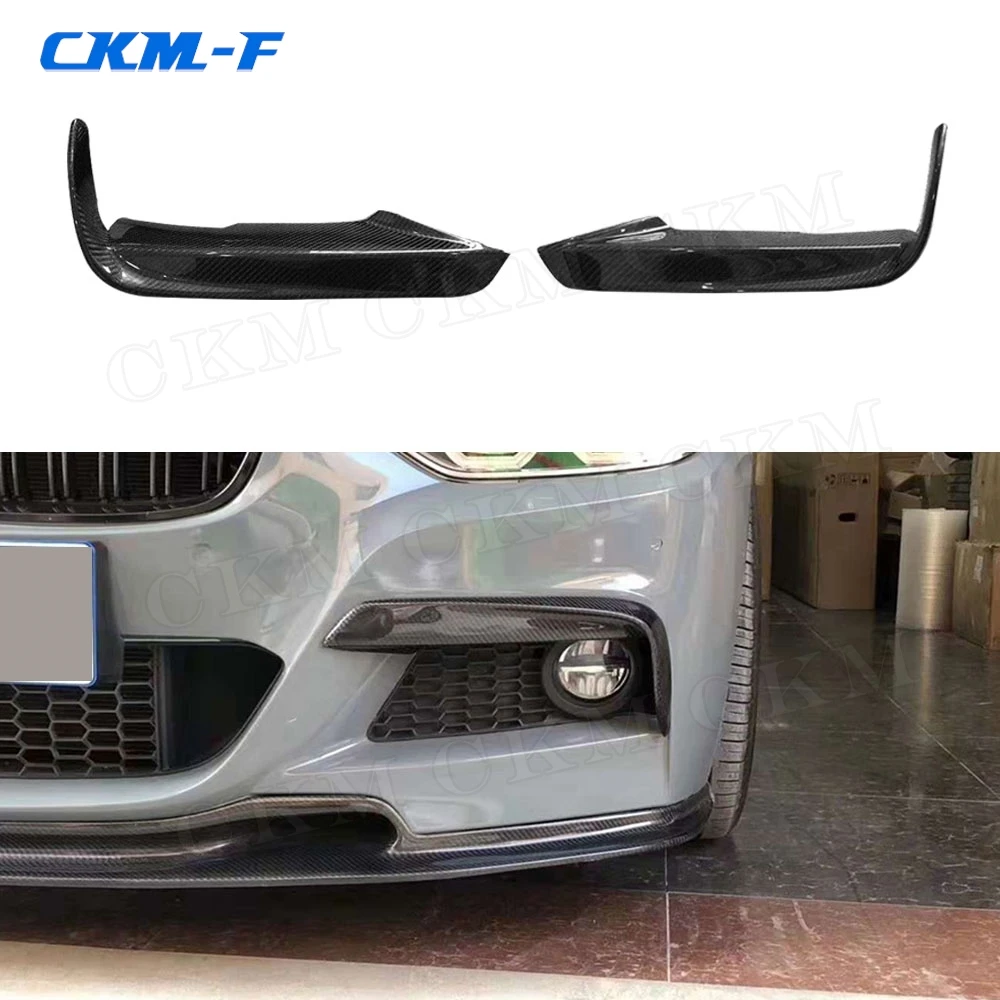 

For BMW 3 Series F30 M Sport 320i 328i 335i 2012-2018 Carbon Fiber Front Bumper Trim FogLight eyelids Cover Canards Fins Trim