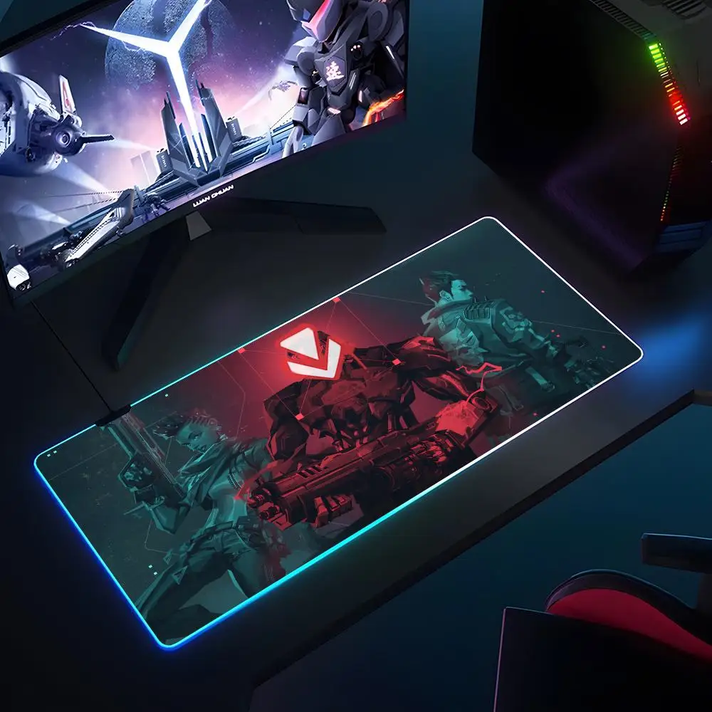 Gaming V-valorant Mouse Pad RGB Luminous 900x400x3mm Thickened  Large Table Pad Encrypted Anti Skid Super Large Mouse Pad
