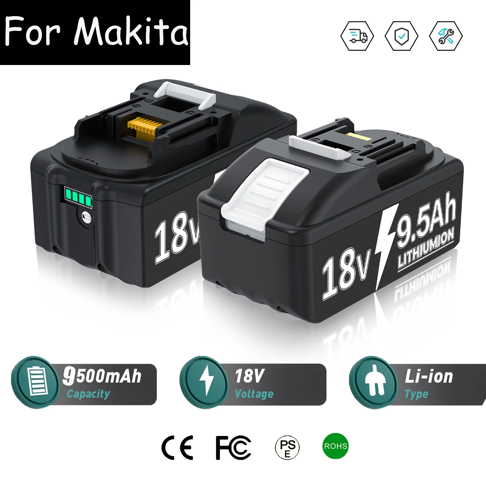 

Литий-ионный аккумулятор для Makita BL1830, 18 в, 9500 мАч