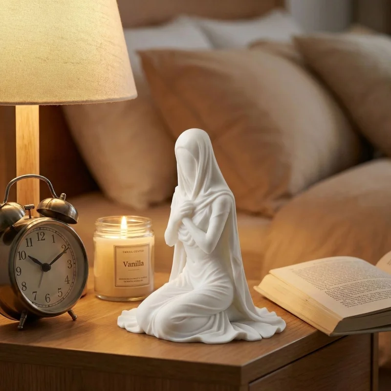 New 3D Printed Kneeling Praying Girl Model Ornament High Appearance Desktop Art Home Office Bookshelf Table Decor Gift
