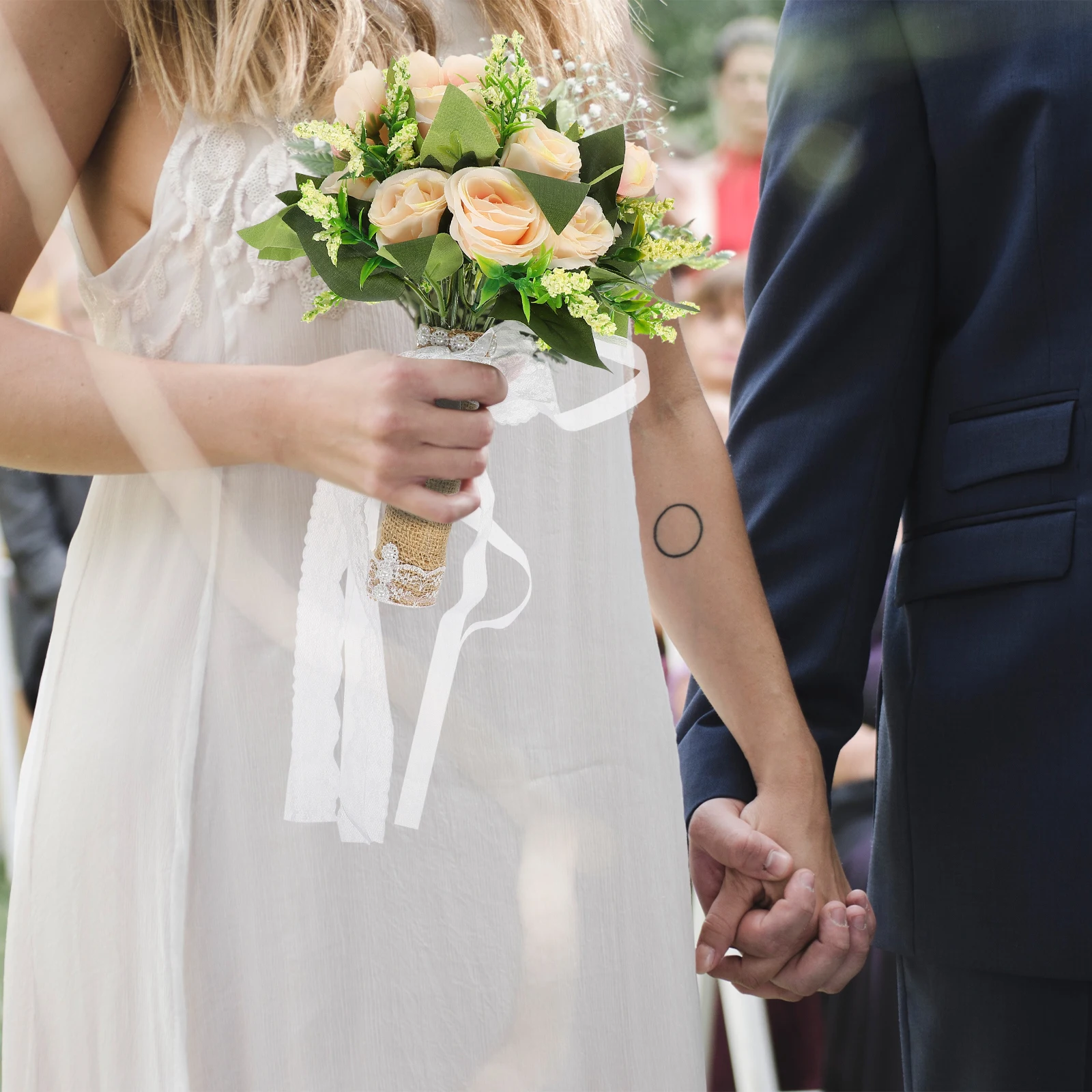 

Silk Linen Wedding Bouquet Elegant Bride Holding Flower Bridal Bridesmaid Fake Flowers Wedding Supply