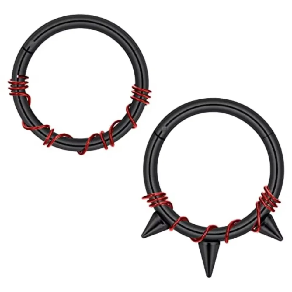 2 Stück Edelstahl 16G Septum Nasenloch Conch Knorpel Hoop Helix Daith Nasenpiercing Tragus Schmuck für Damen Herren 8/10 mm – Detail 12