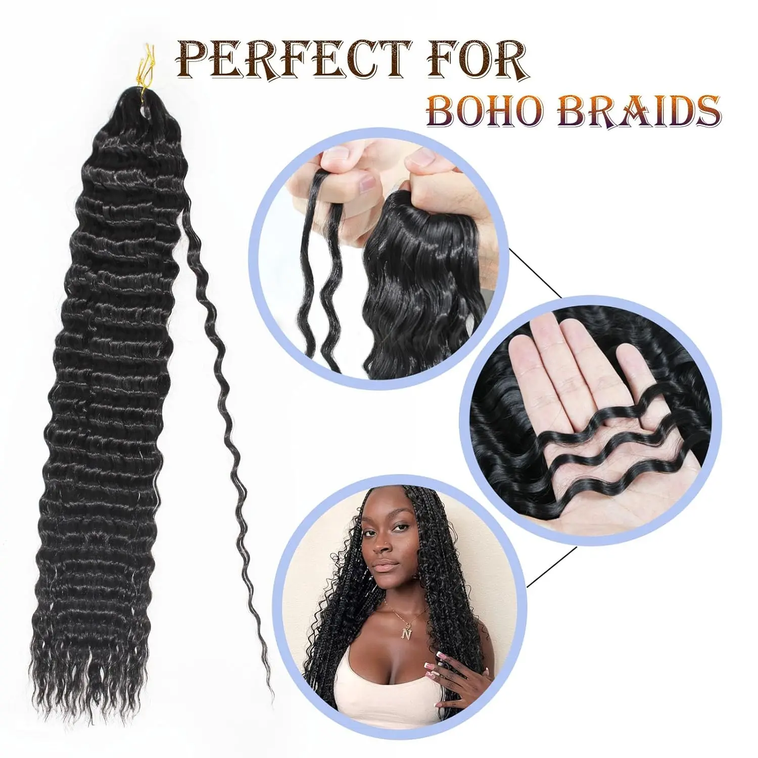 Ocean Wave gehaakt haar 22 inch diepe golf krullend vlechthaar extensions synthetisch krullend gehaakt haar voor zwarte vrouwen