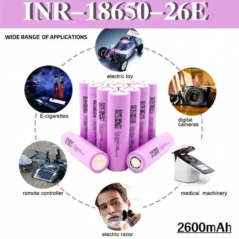 Baterai Lithium Isi Ulang 3.7V 2600mAh INR18650-26E, Ringan & Serbaguna untuk Berbagai Perangkat