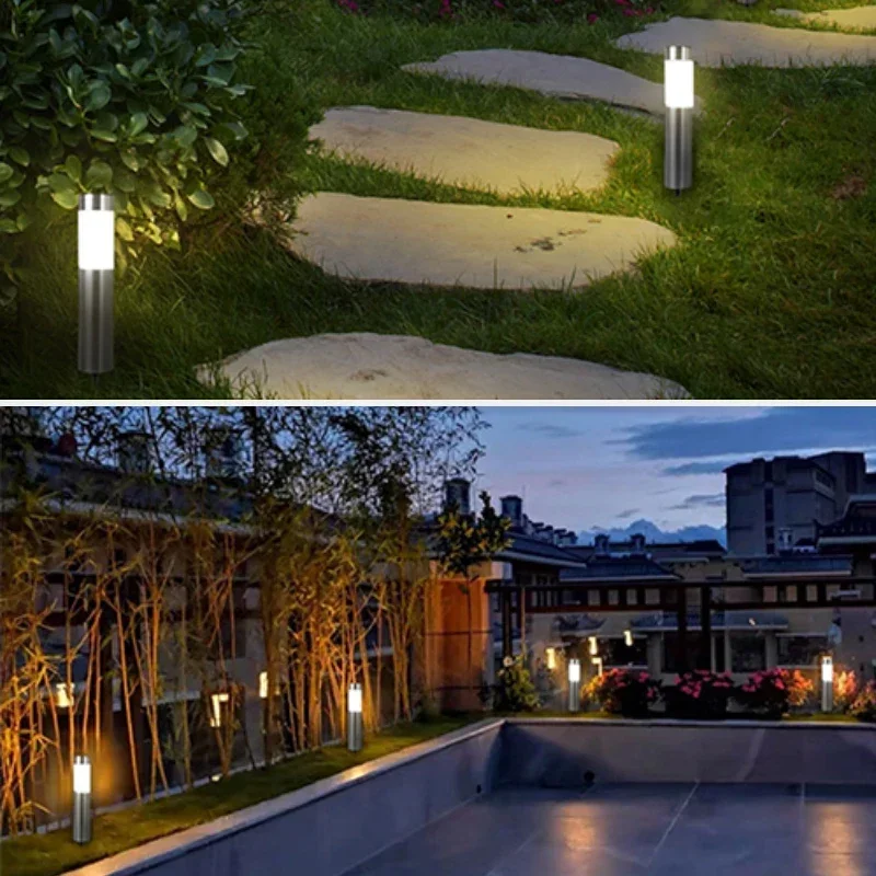 Criativo simples cilíndrico lâmpadas led ao ar livre solar jardim pátio iluminação villa decoração luzes de rua lâmpadas solares do gramado