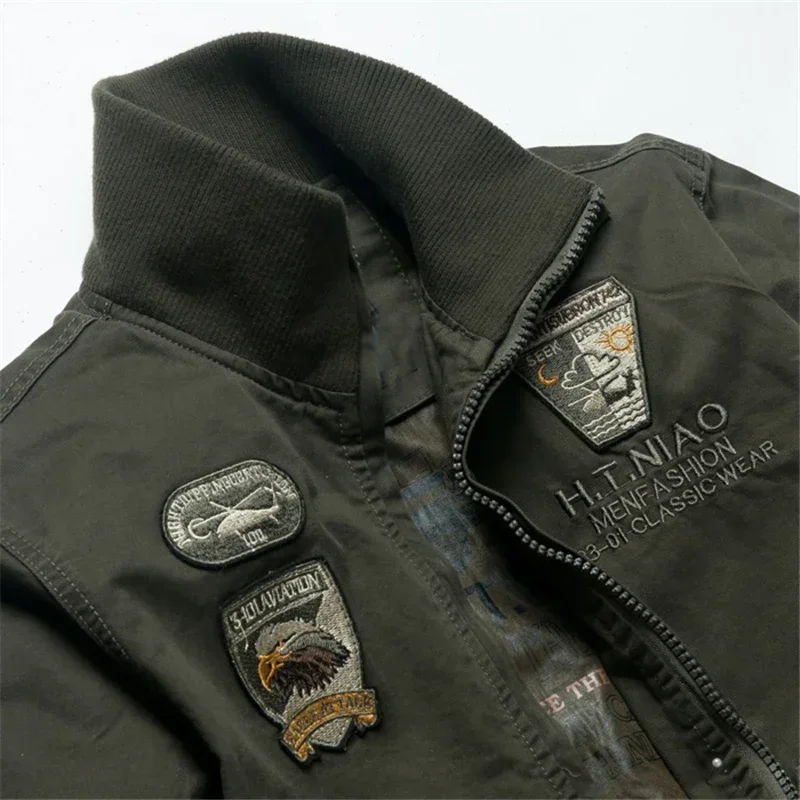Motorcycle Tactics Jackets Men Autumn Spring Bomber Cotton Coat Embroidery Airplane Pilot Cargo Jacket Male Jaqueta Outdoor - Image 4