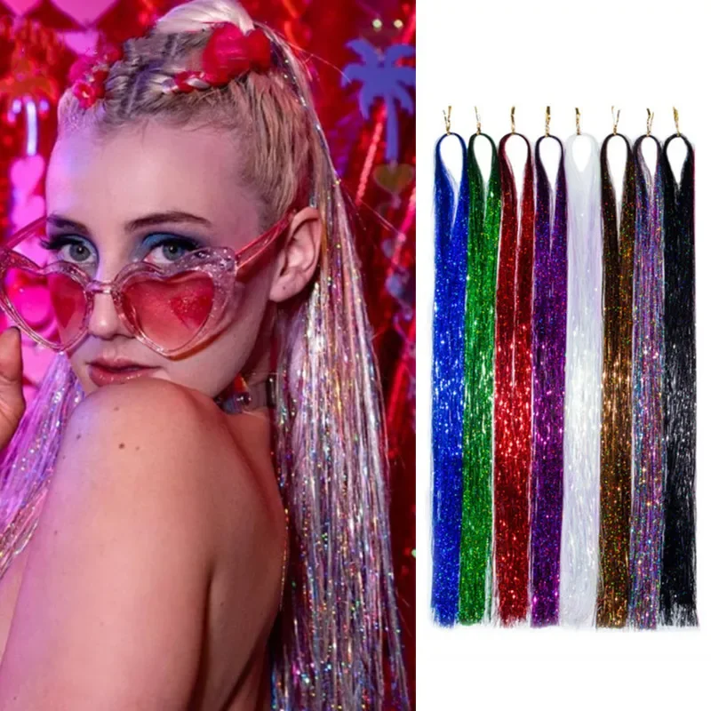 

Hair Tinsel Glitter Hair Accessories for Braids High Temperature Fiber Bling Women's Tinsel Hair Strands In Braiders New