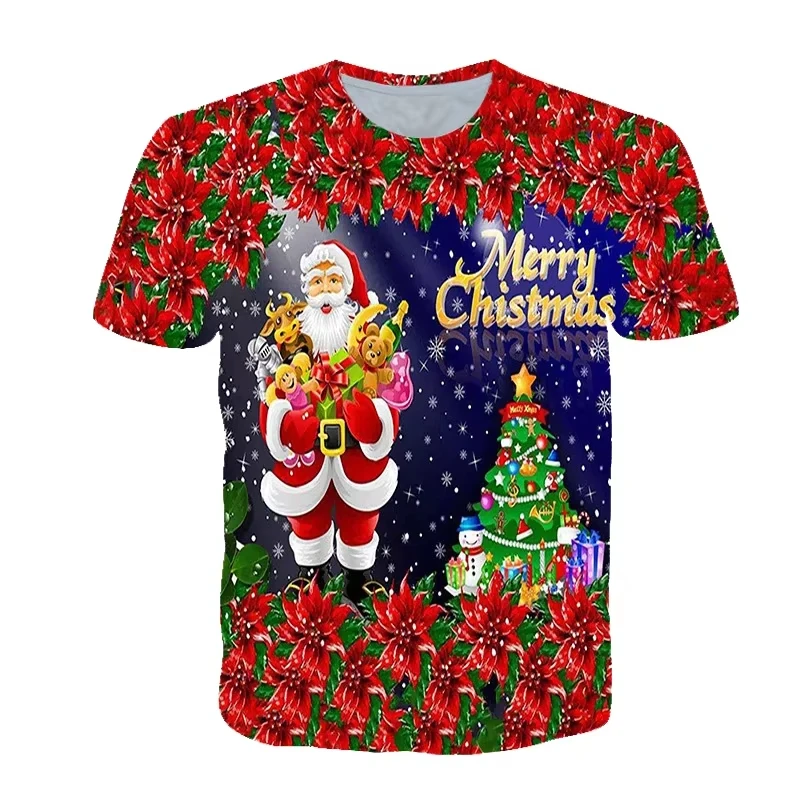 

Nueva camiseta informal con estampado 3d para hombre,ropa informal estilo Hip Hop, camisa holgada de Navidad para hombre