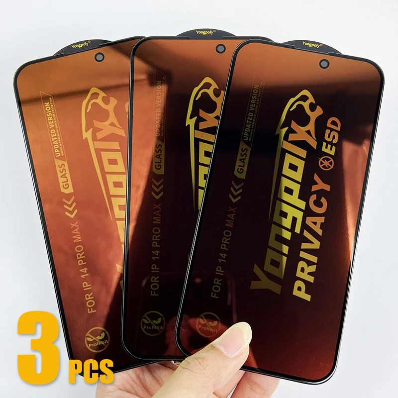 3 قطعة الخصوصية الملونة الزجاج المقسى ESD حامي الشاشة مكافحة التجسس فيلم آيفون 17 الهواء 16 برو ماكس 16E 15 زائد 14 13 12 11 XS