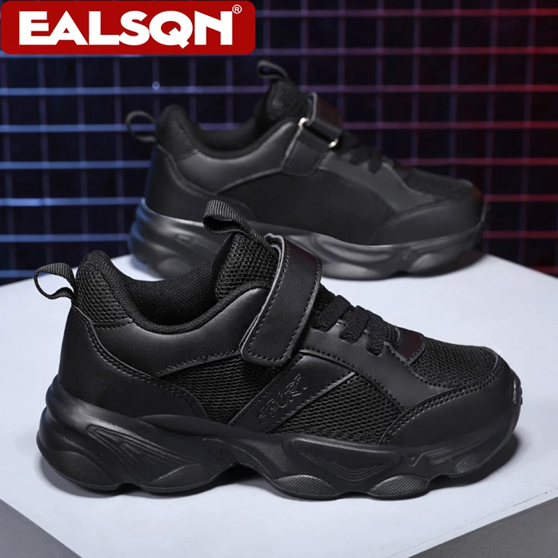 

Fashion Kids' Black Walking Shoes Breathable Summer Sports Tennis Shoes for Boys Outdoor Casual Running Sneakers