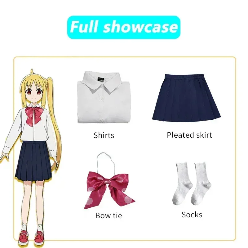 CyIjichi Nijika تأثيري أنيمي Bocchi The Rock Ijichi Nijika تأثيري حلي شعر مستعار زي مدرسي أزياء الهالوين للنساء فتاة