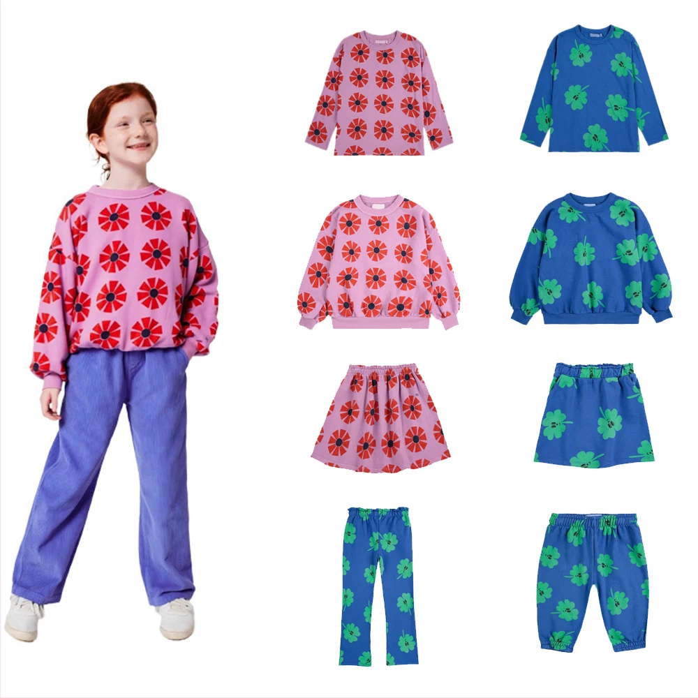 

25ss New Bc Autumn Winter Snowflake Full Print Kids Girls Sweatshirts and Skirts Boys Pants Clothing Sets Children Outfits Set