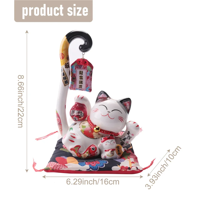 A003 8,6-дюймовый манеки Неко Lucky Cat копилка банк монет японский длинный хвост кошка удачи фэн-шуй домашний декор