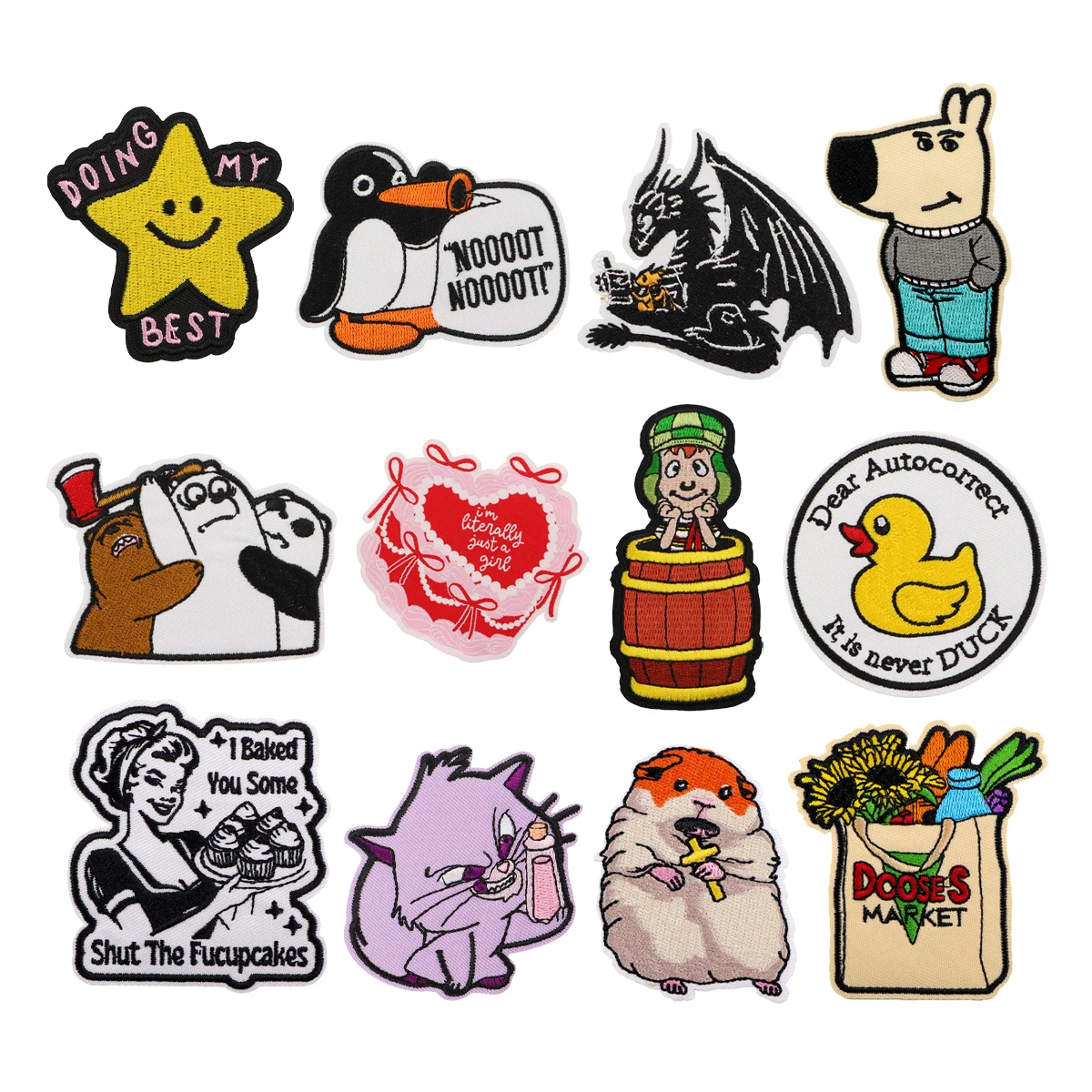 

Cartoon Animals Quotes Embroidered Patches for Clothing Jackets Anime Dog Patch DIY Iron on Patches Applique Accessories Sticker