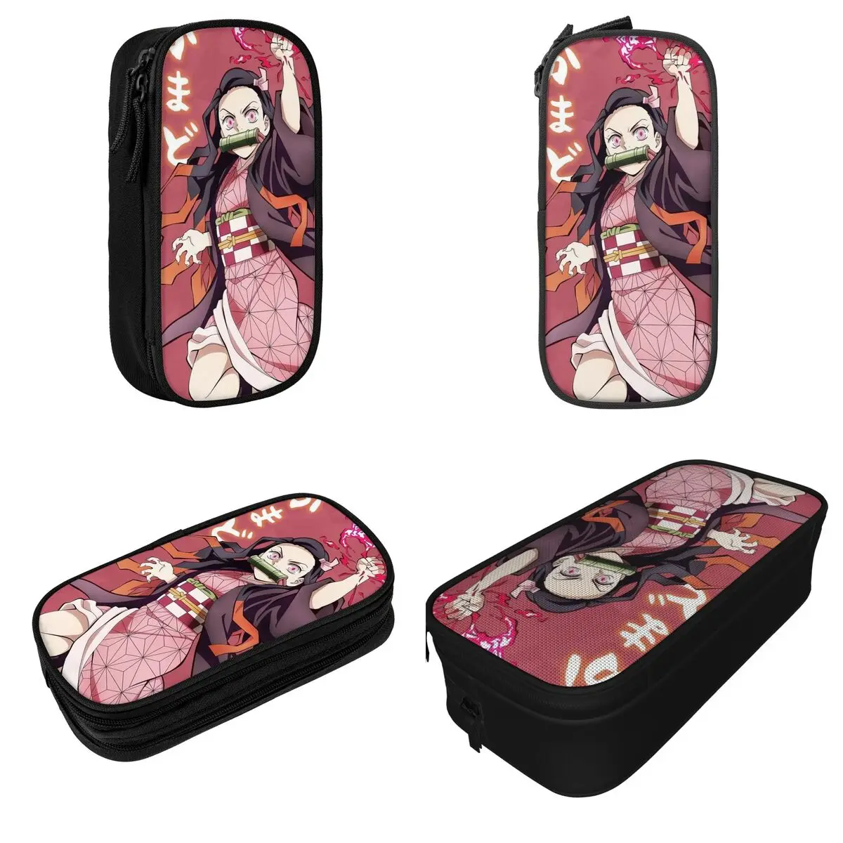 Imagem -02 - Kamado Nezuko Demon Slayer Lápis Cases Anime Pencil Pouch Pen Box para Estudante Bolsa de Grande Capacidade Office Zipper Papelaria