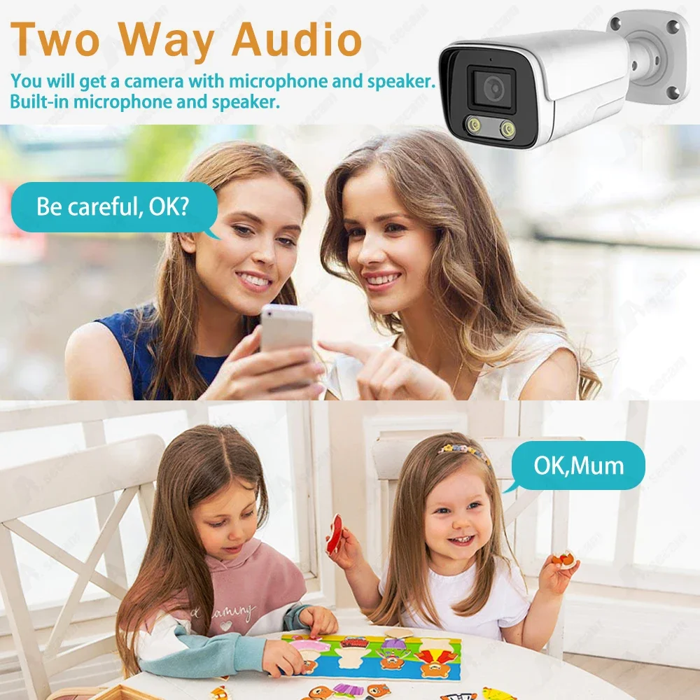 4K 8MP 5MP POE IP Camera 2 Way Audio CCTV Security Surveillance Camera Waterproof Outdoor Night Vision HD Video Monitor H.265