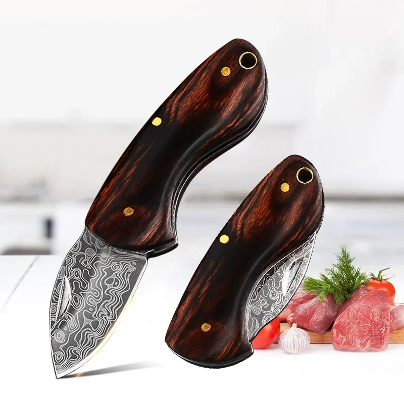 Folding Kitchen Knife Laser Damascus Pattern Utility Knife Professional Chef Boning Knife Meat Cleaver Kitchen Cooking Tools