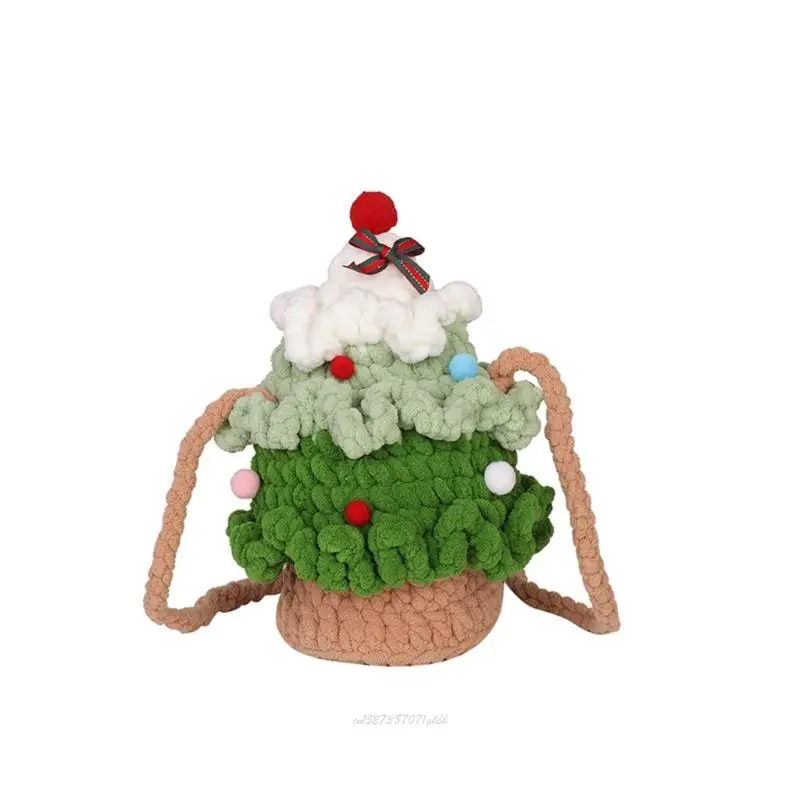 

X5XA Christmas Tree Crossbody Purse for Women Knitted Handbags Phone Purse Decorated Shoulder Bag Christmas Gifts