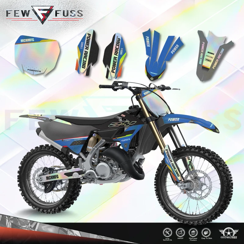 Fewfuss Holographic Chrome Racing Decal Graphics Kit for Yamaha YZ125 YZ250 2015 to 2021 YZ250X 20 to 21 Motorcycle Stickers 04