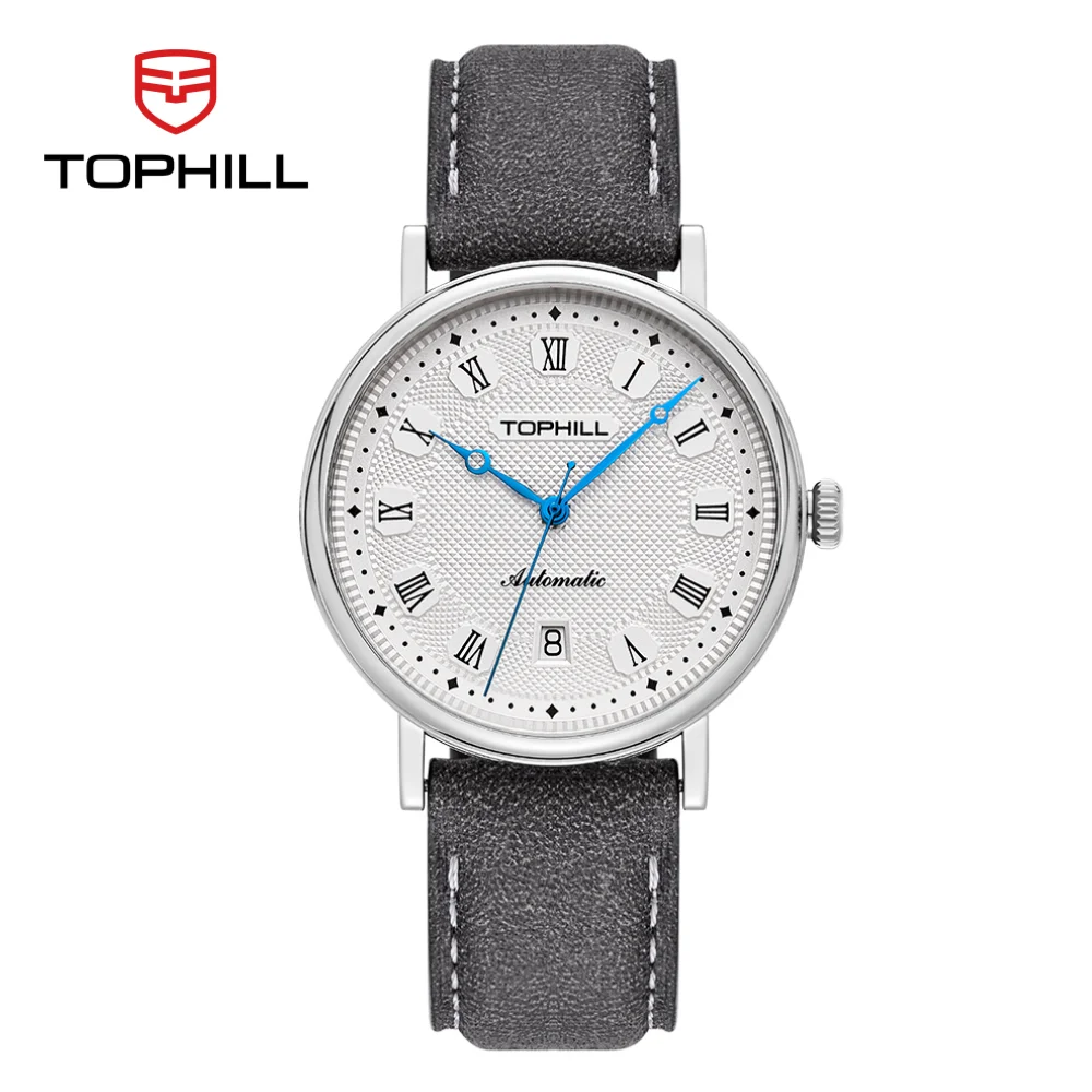 

OPHILL 40mm Men's Automatic Mechanical Watch Miyota 9015 Movement 6 O'Clock Date Sapphire Glass 5ATM Waterproof Daily Wristwatch