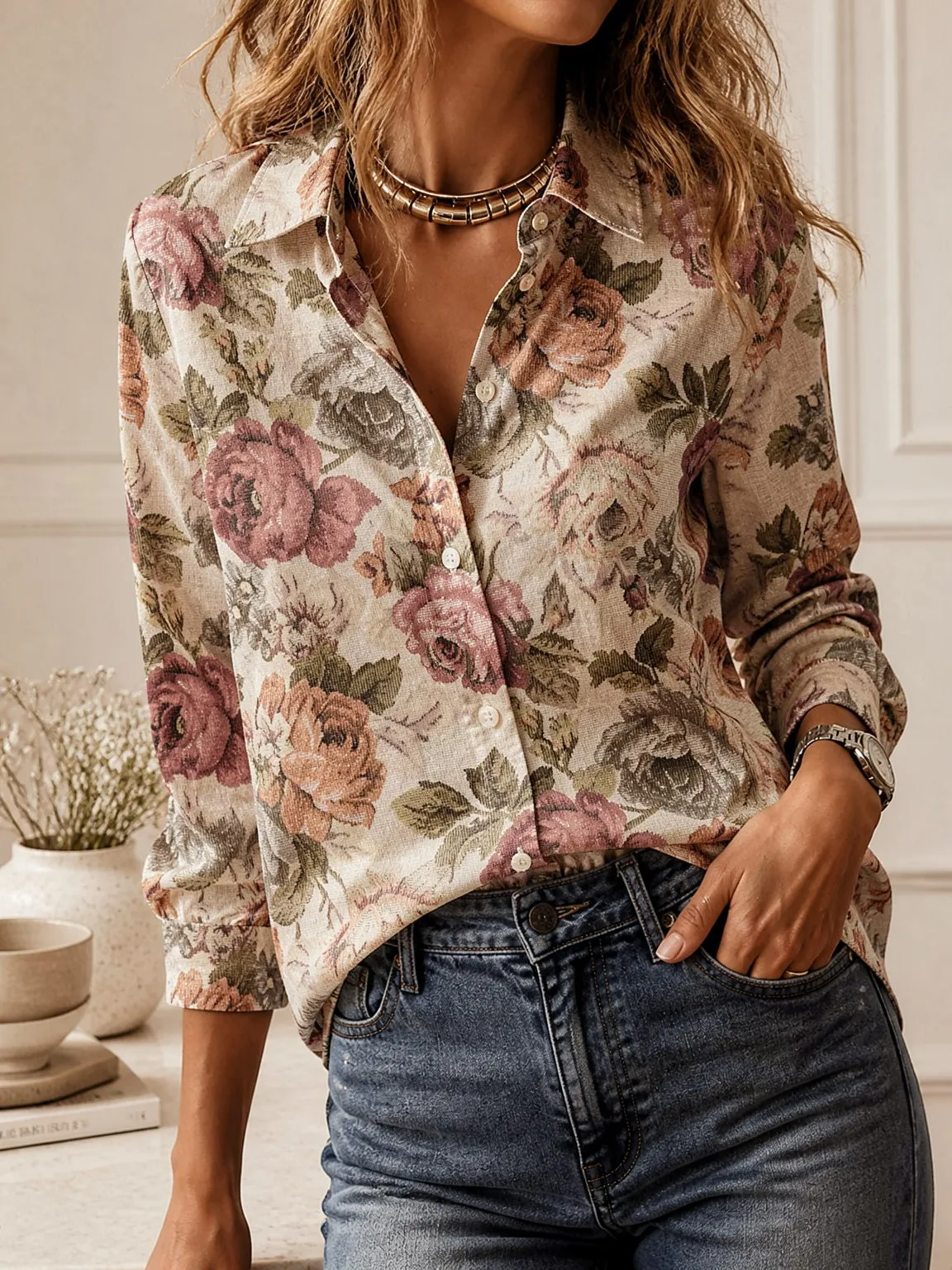 2026Minimalist Button Down Long Sleeve Top, Women Loose Style All-match Dating Outdoor Daily Shirts