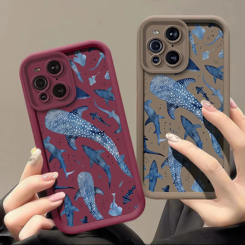 Phone Case For Motorola Moto Edge 60 50 Fusion 40 Neo E40 G35 G34 G32 G30 E32 E14 E13 G85 Soft Silicone Shark Print Matte Cover