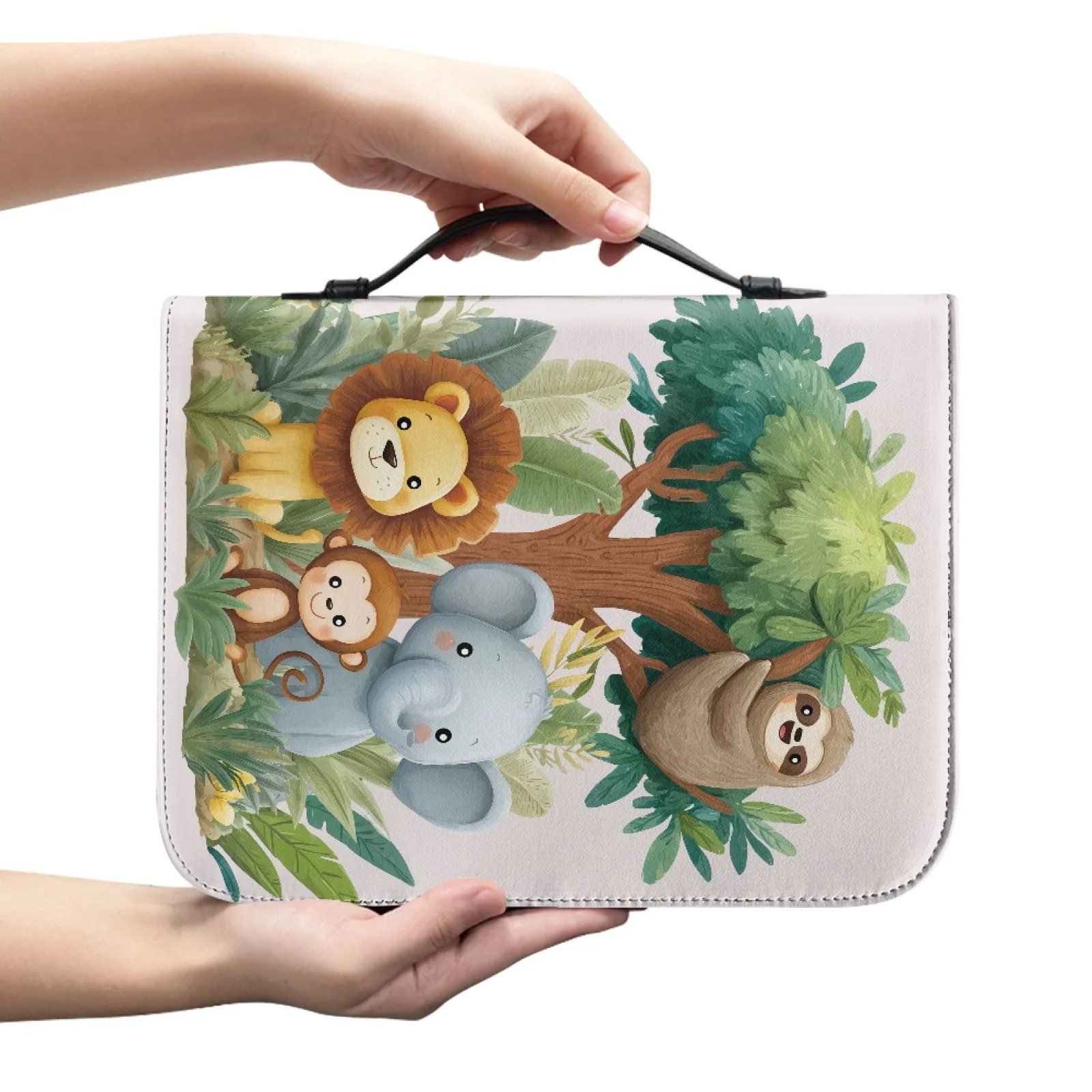 XIXIRIMIDO Jungle Animals 2026 Trending Book Carrier Case for Men Zippered Pockets Bible Holder