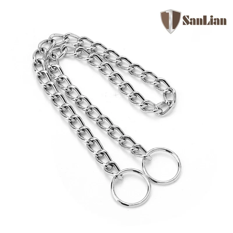 Slip P Chain Dog Choke Collar for Small Medium Large Dogs Heavy Duty Titan Training Collars 2 Row Chrome Adjustable Pet Collar