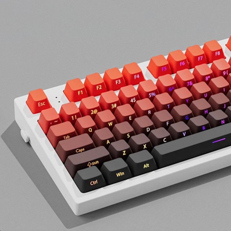 Imagem -06 - Gradiente de Impressão Lateral Vermelha Rgb Backlit Pbt Keycaps Tiro Duplo Perfil Cereja Interruptores mx Teclado Mecânico 135 Teclas