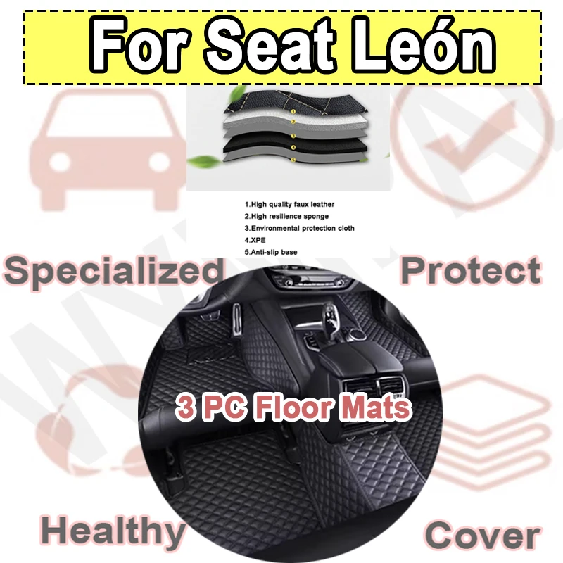 

Luxury Car Floor Mat For Seat León 5F 2013~2019 Waterproof Tapete Automotivo Para Carro Car Mats Set Alfombra Para Auto Car Mats