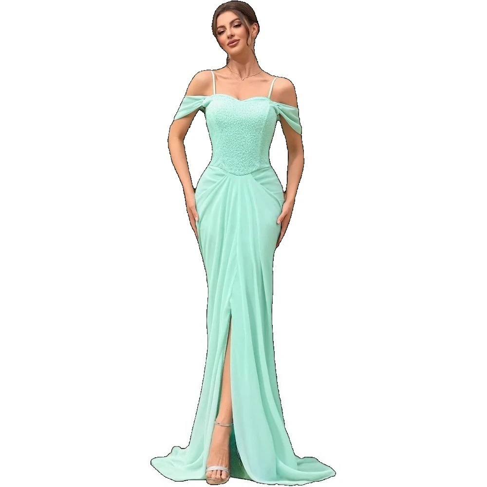 

Sexy Sequined Off Shoulder Sweetheart Mermaid Long Formal Evening Party Dress Green