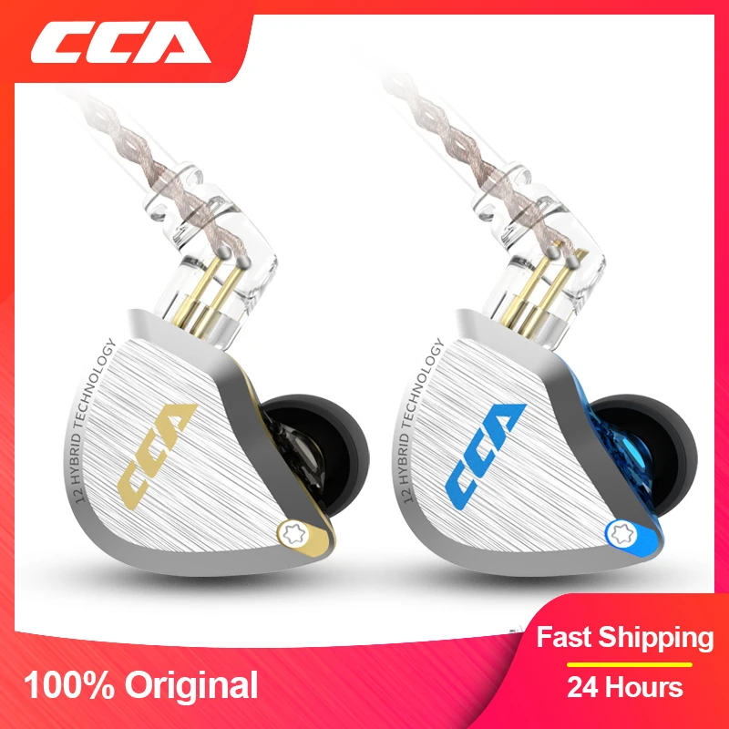 CCA C12 in Ear Headphones 5BA+1DD Hybrid HiFi IEM Earphones 12 Drivers Unit Noise Isolating Stereo Wired Earbuds for Musicians