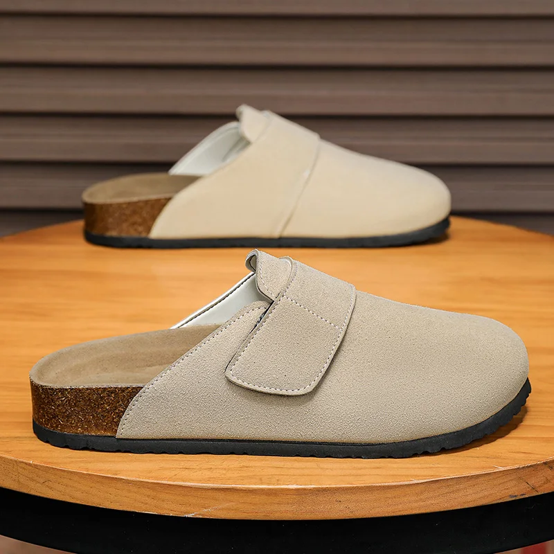 

Half Shoes for Men Mules Semi-Drag Loafers Slippers Open-back Casual Shoes Backless Slides Sandal Lightweight Slip On Flats 2025