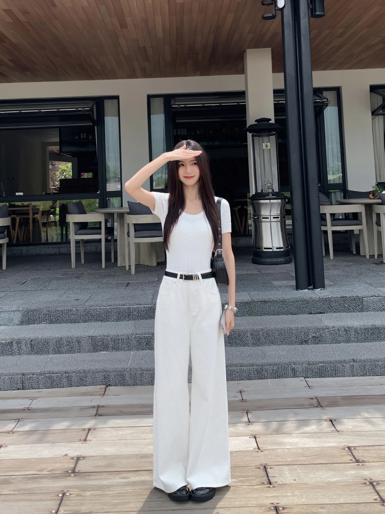 

Mulvan женские широкие джинсы с высокой талией, повседневные длинные брюки длиной до пола, белые джинсовые брюки прямого кроя, летняя мода