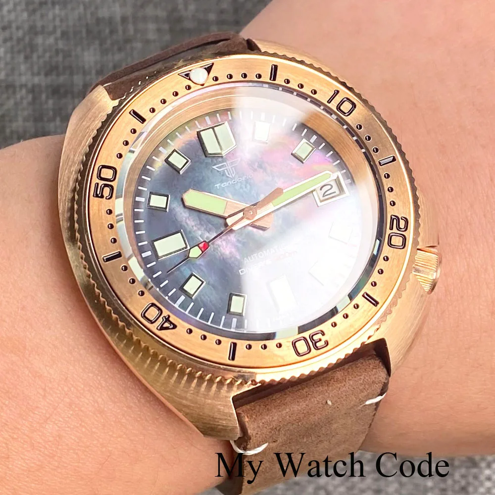 Real Bronze Turtle Dive Mechanical Watch NH35 Movement Sunburst Green Dial Waterproof Wristwatch Reloj Hombre Green Lume