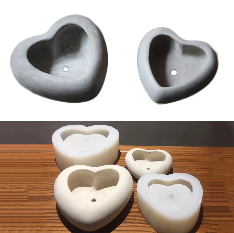 

Cement Jesmonite Flower Pot Gypsum Vase Concrete Molds Heart Shapes Planters Silicone Molds Mold for Plasters Pot DIY Clay Tools