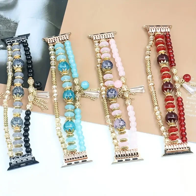 

Resin Handcrafted Bracelet for Apple Watch Ultra Band 49mm 45mm 41mm 46mm 42mm 44mm Elastic Jewelry Strap iWatch 10 9 8 SE 7 6 5