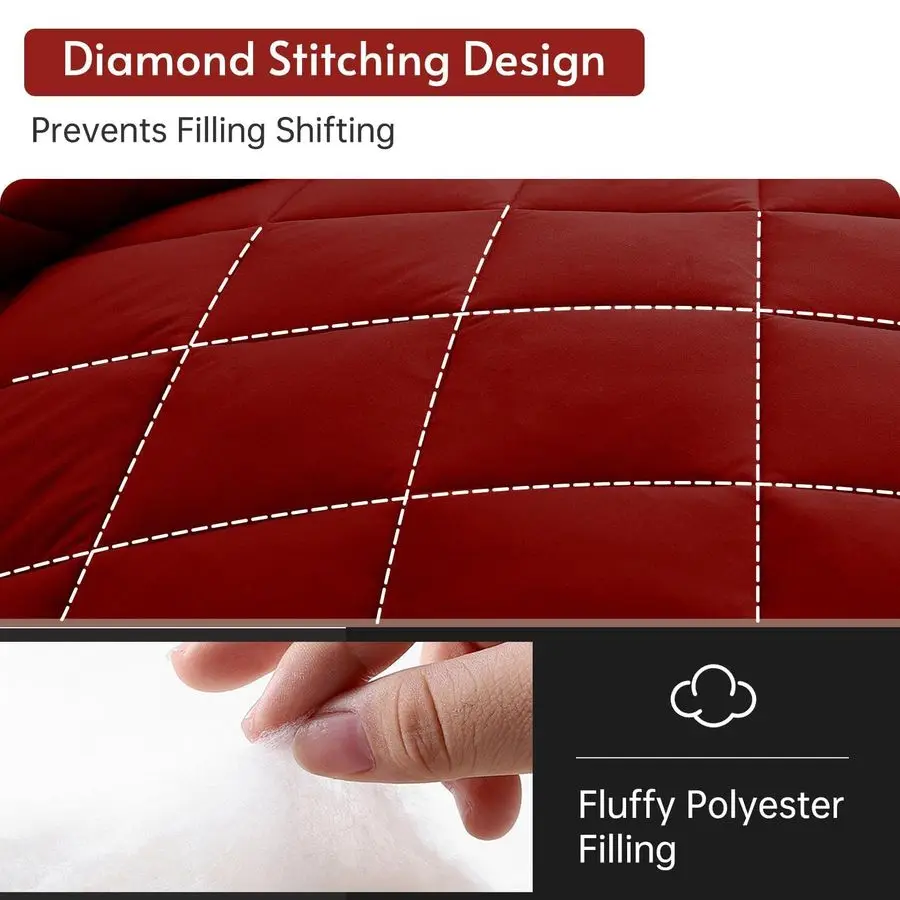 

7 Pieces Queen Comforter Set, Reversible Bed in a Bag Queen Size, All Season Bedding Set with Comforter, Flat Sheet, Fitted Shee