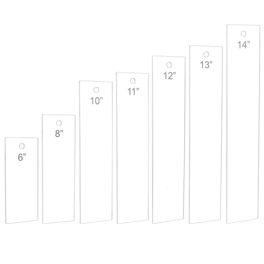 

7 шт. линейки для акриловой ленты 6, 8, 10, 11, 12, 13, 14 дюймов, прямоугольные линейки для квилтинга, измерительный инструмент для хвоста ленты для рукоделия