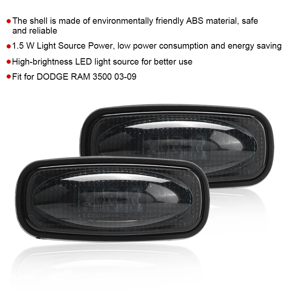 2000-5000k 50000h Car Exterior Light 12V 3-LED Truck Side Lamp Side Marker Indicators Light Fit for DODGE RAM 3500 03-09 2pcs