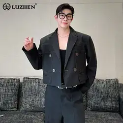 LUZHEN Designer Short Suit Jacket Casual Elegant Double Breasted 2025 New Male Clothes Trendy Handsome Versatile Blazer LZ5412