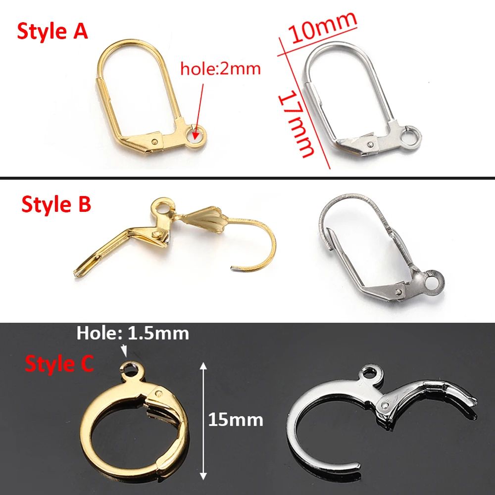 20pcs Stainless Steel French Earring Lever Back Ear Wire Hoop Open Loop Leverback Earring Hooks for Earrings Jewelry Making DIY