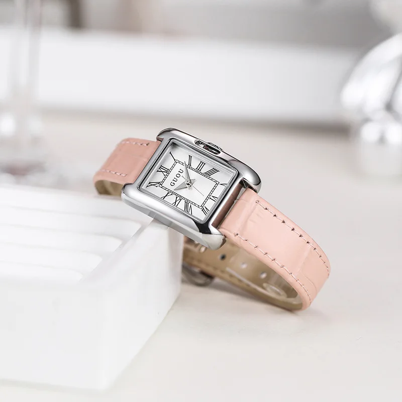 New Stylish Rectangular Women'S Watch Women'S Leather Strap, High-End Vintage Minimalist Quartz Watch, A Perfect Gift For Women.
