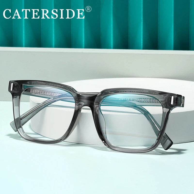 CATERSIDE TR90 Anti Blue Light  Men's Glasses Square Radiation and UV Protection Eyeglasses Women Transparent Fashion Eyewear