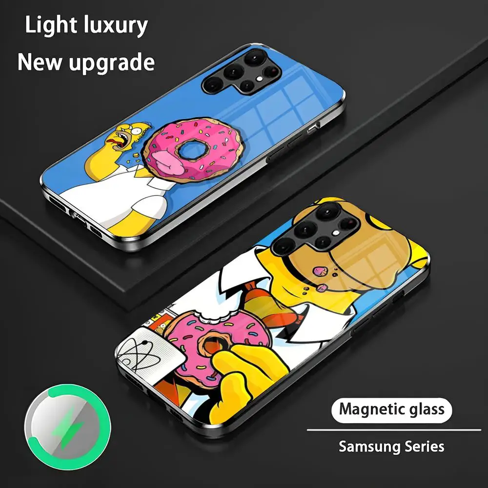 The S-Simpsons-s Donuts Phone Case S24 Ultra Cases Celulares For Samsung S24 S23 S22 S21 S20 Plus Ultra Note20 Glass Magnetic P